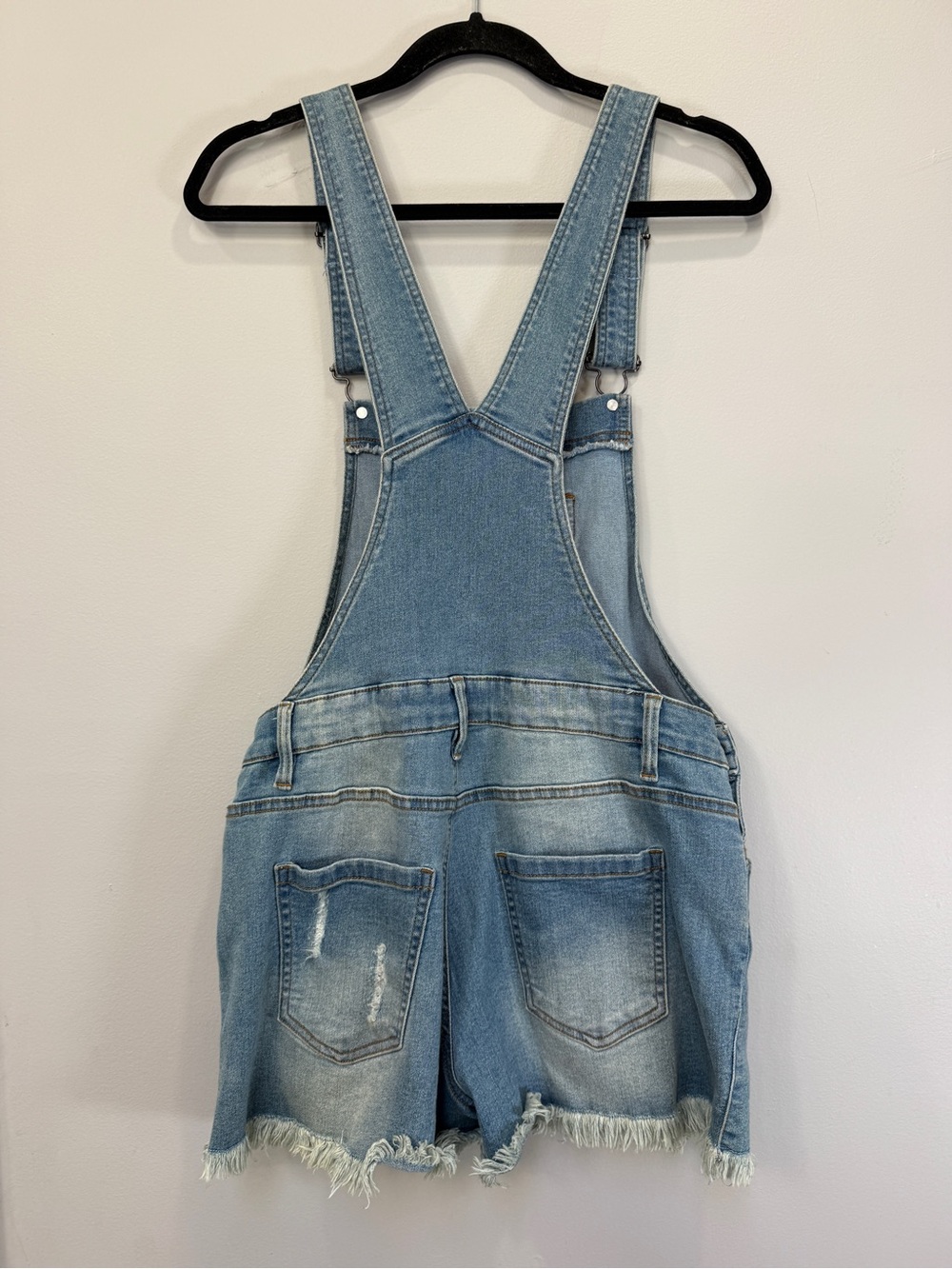 VENUS Light Blue Distressed Denim Short Overalls - Picture 5 of 5